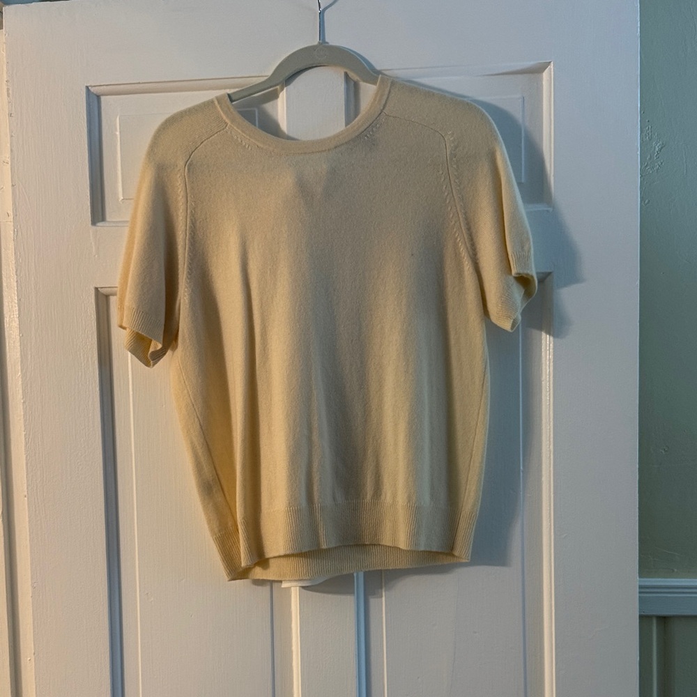 Ann Taylor Cream Short Sleeve cashmere Sweater